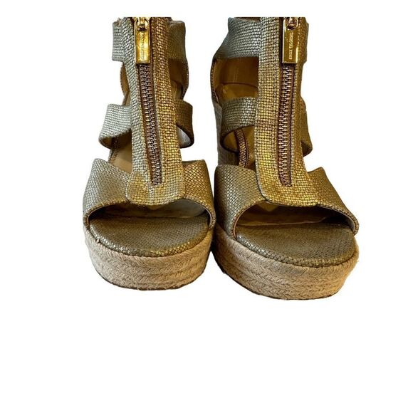 MICHAEL MICHAEL KORS Women's Damita Canvas Espadrille Wedge Gold Size 7.5 - Picture 7 of 14